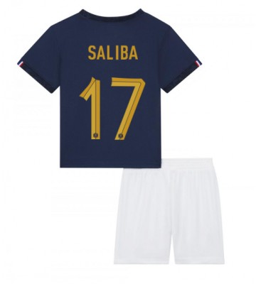 Lacne Dětský Futbalové dres Francúzsko William Saliba #17 MS 2022 Krátky Rukáv - Domáci (+ trenírky)